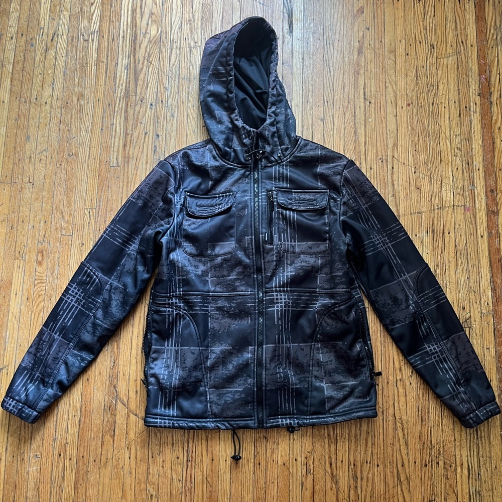 Stylish Black Plaid Hooded Jacket